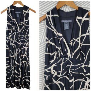 Jones Wear Party Dress size 10 Sheath Floral Event Black White Ruched Waist